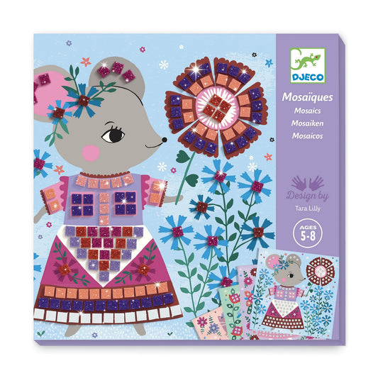 DJECO Lovely Pets cat mosaic with glitter stickers boosts creativity and focus