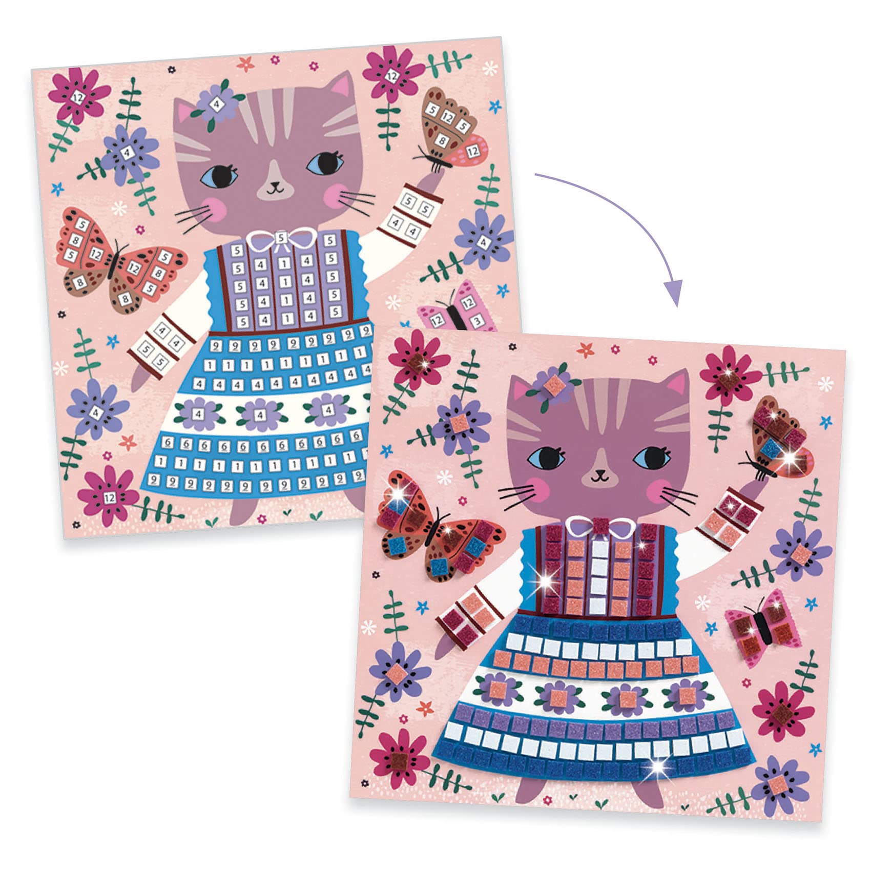 DJECO Lovely Pets dog mosaic with sparkling pieces encourages patient play