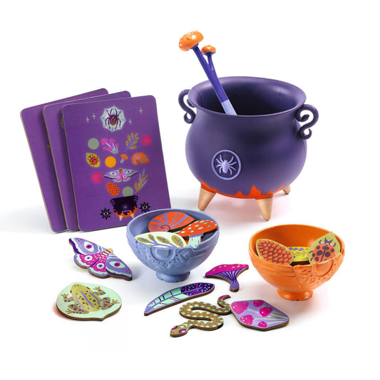DJECO Witch Soup cauldron with glowing lights for immersive pretend play.