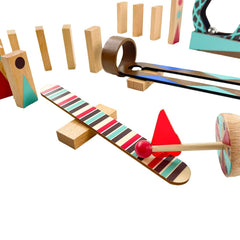 DJECO Zig & Go wooden pieces close-up emphasizing premium materials.