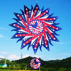 DJUAN American flag wind spinner 12in for yard with reflective motion