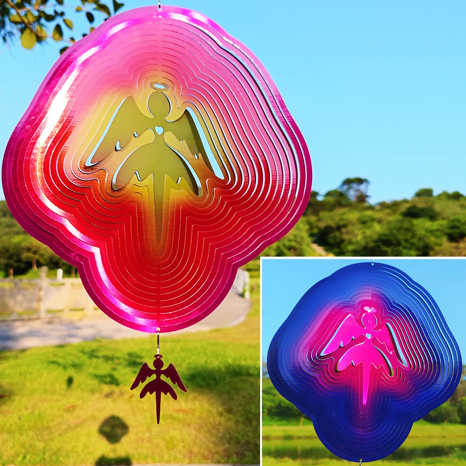 DJUAN 12-inch large wind spinner visible from a distance.