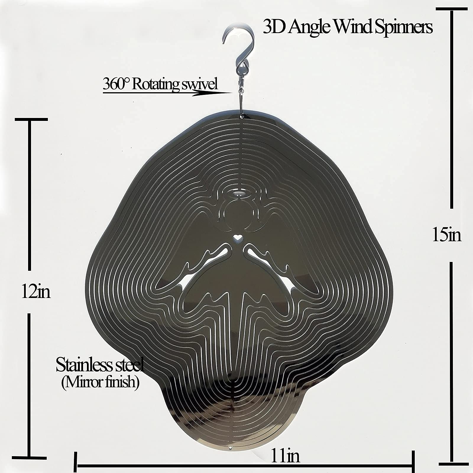 DJUAN Angel Wind Spinner hangs on lamps or trees for decorative motion.