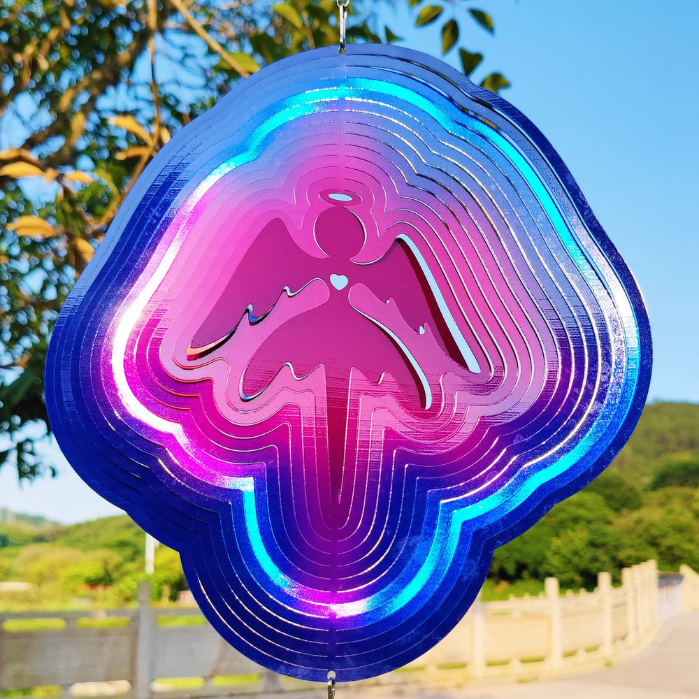 DJUAN Angel Wind Spinner yard decor in bright colors enhances outdoor spaces.
