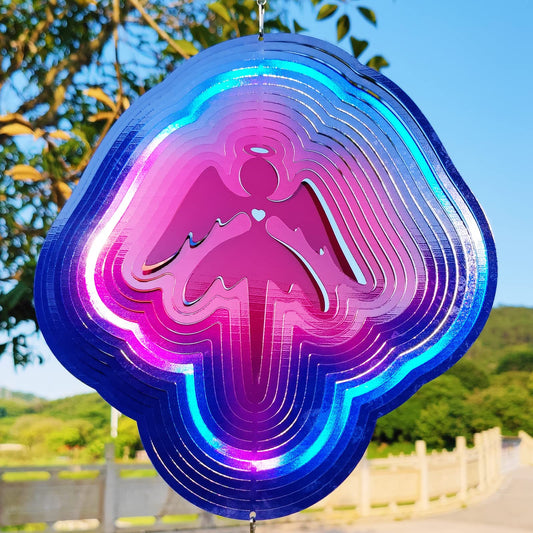 DJUAN Angel Wind Spinner yard decor in bright colors enhances outdoor spaces.