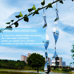 DJUAN reflective discs protect crops by creating bright flashes that deter birds.