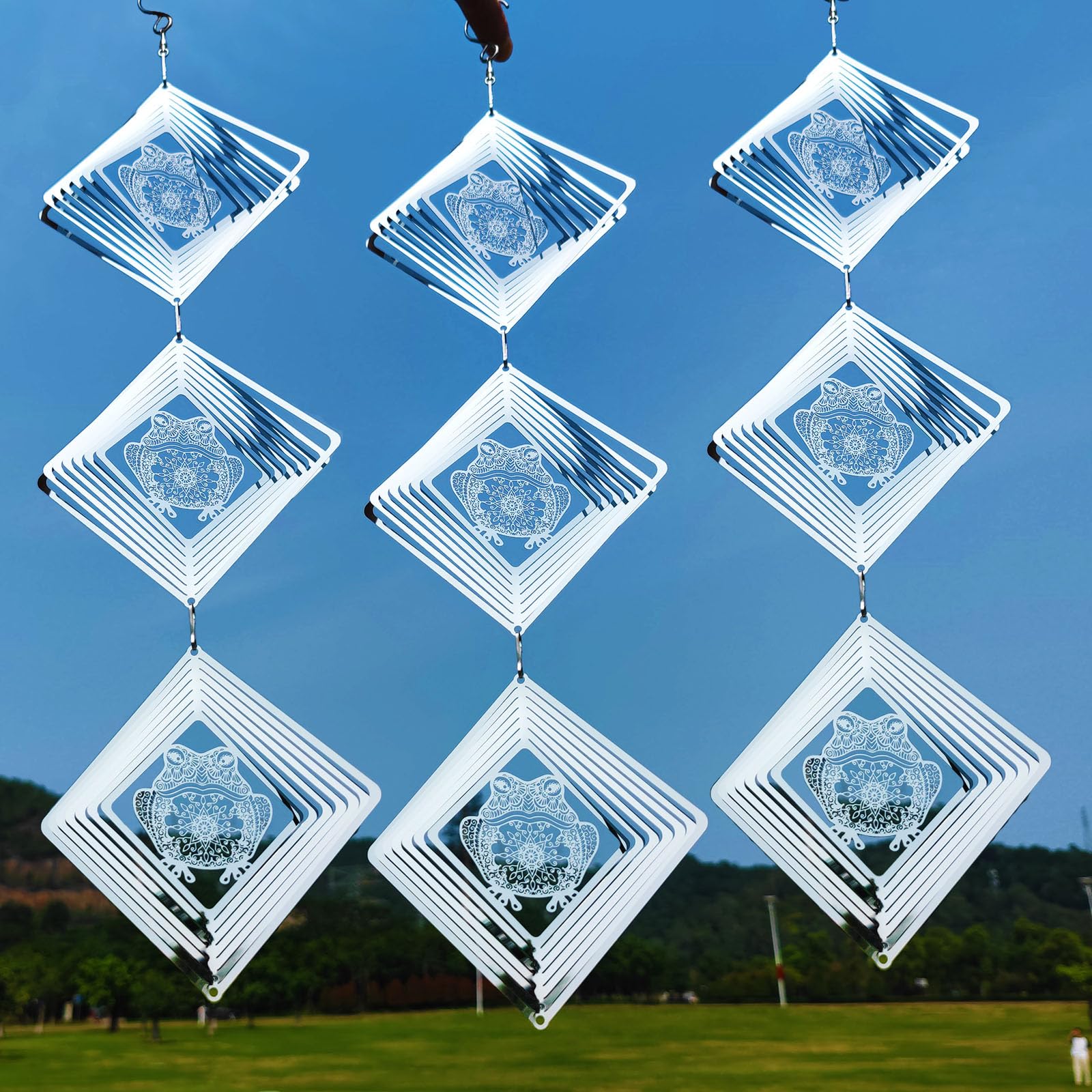 DJUAN bird deterrent wind spinner reflecting sunlight to deter pigeons and protect gardens.