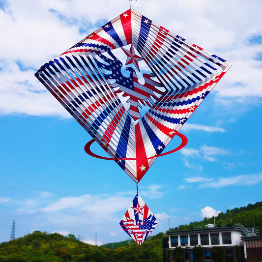 DJUAN Eagle Flag wind spinner, 12-inch, reflective motion for eye-catching garden display.