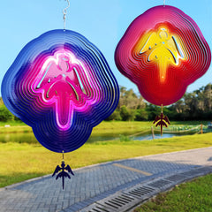 DJUAN Hanging wind spinner mounted on lamp post for yard charm.