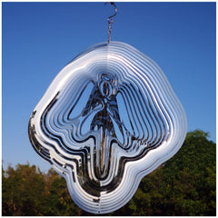 DJUAN Reflective Angel Wind Spinner shimmers in sunlight to enhance garden decor.