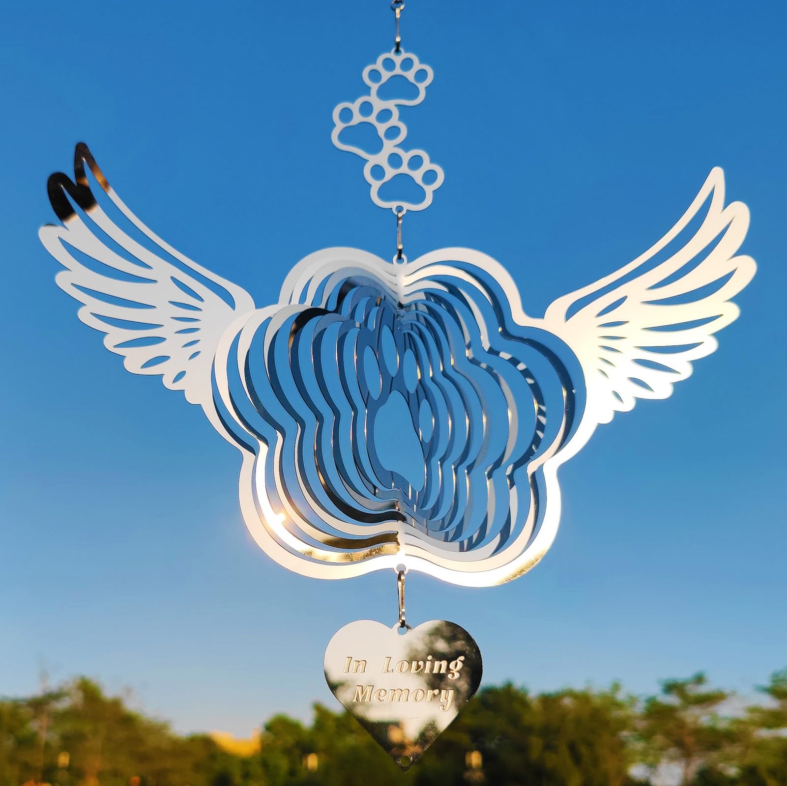 DJUAN sparkly remembrance wind spinner brightens outdoor spaces.