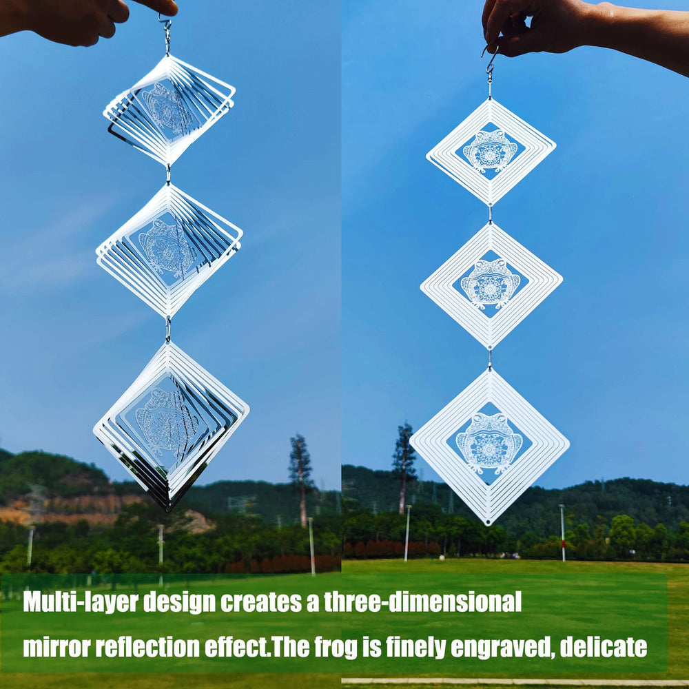 DJUAN stainless steel wind spinner for patios creates light reflections to deter birds.