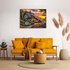 DKijoys Cottage Life Puzzle captures a wooden bench in a tranquil garden.