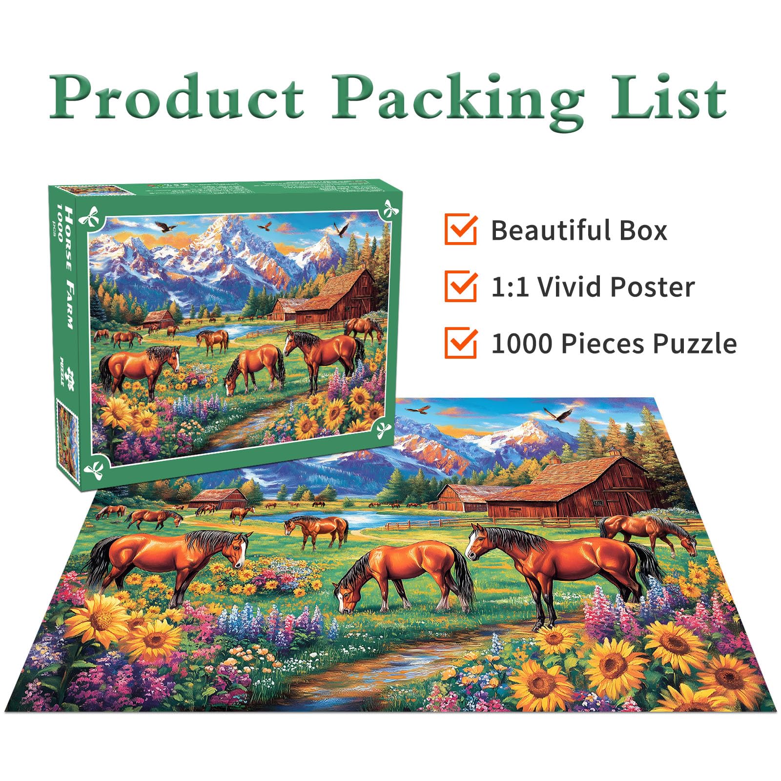 DKijoys Horse Ranch puzzle – recycled paper, durable finish for long-lasting puzzles.