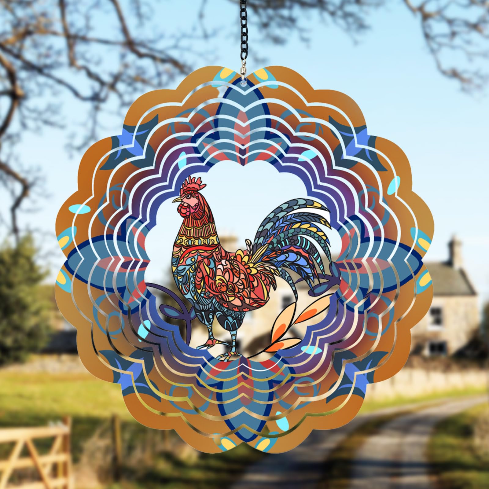 DKJOCKY rooster wind spinner 3D kinetic decor sparks in breeze