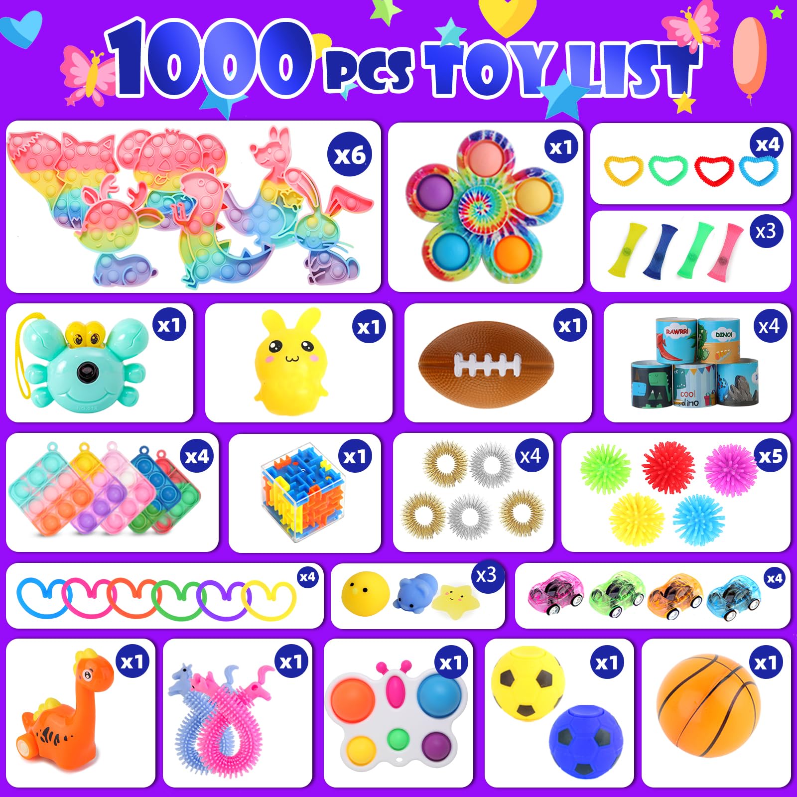 DKZ animal fidget poppers assortment colorful classroom prizes
