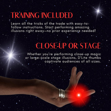 D'lite light-up fingers illusion in action for close-up performance.