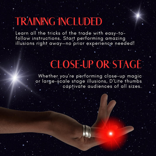 D'lite light-up fingers illusion in action for close-up performance.