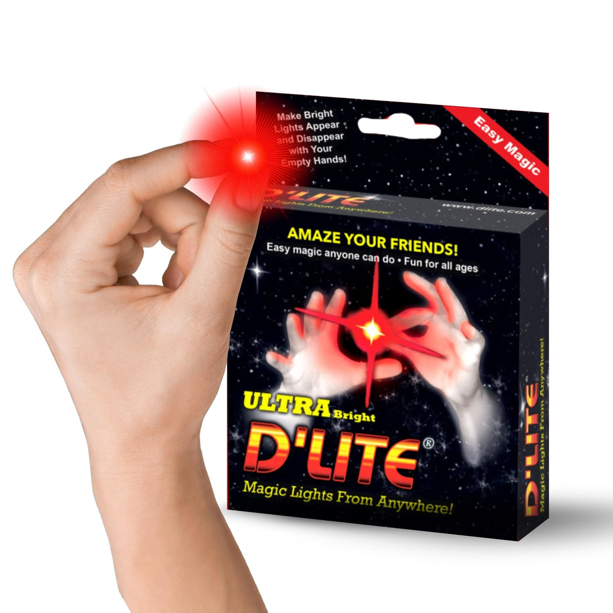 D'lite magic thumb lightup red set with vivid glow for quick tricks.