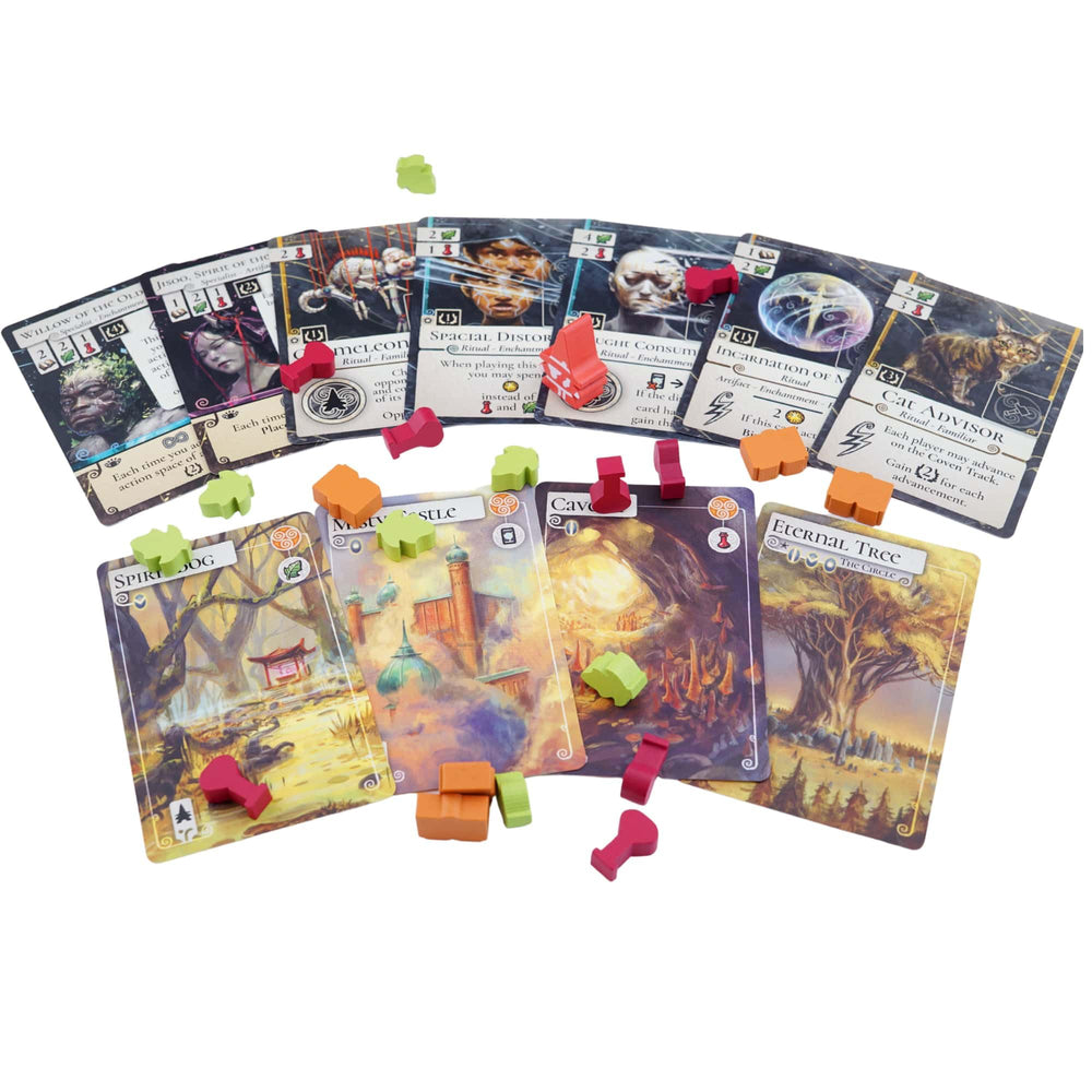 DLP Games Evenfall witches tokens emphasizing strategic planning