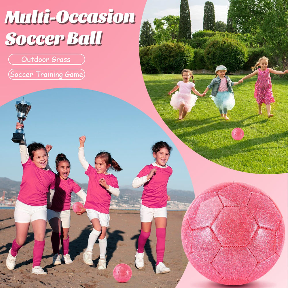 DLUGOPIS Sparkling Pink ball in hands showing compact size for early kicks
