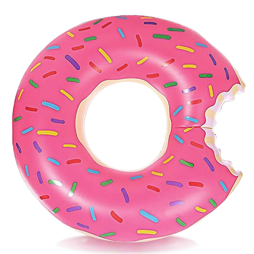 DMAR pink donut pool float front view with vibrant color and kid-friendly appeal