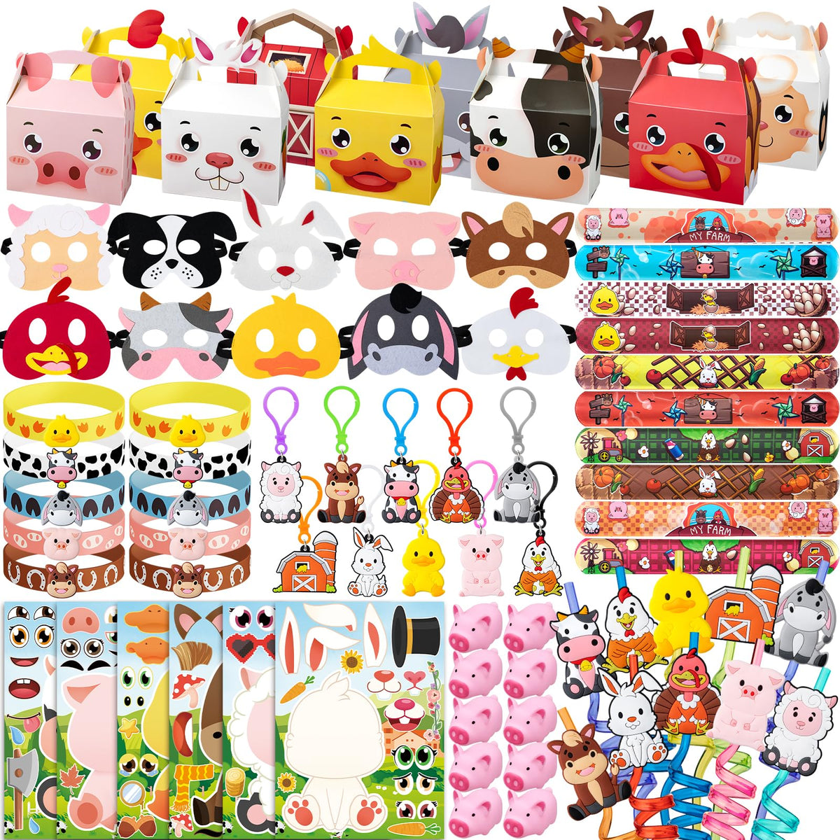 DMIGHT farm animal masks for kids party, colorful and safe for dress-up fun.