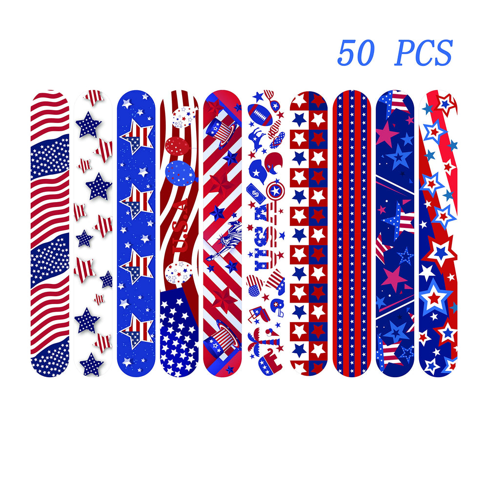 Dminya American flag slap bracelet showing easy wear and celebration.