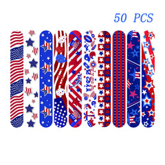 Dminya American flag slap bracelet showing easy wear and celebration.