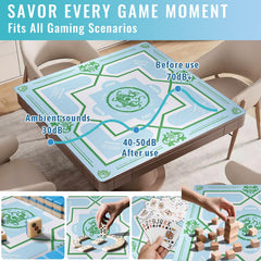 DMJHJY Mahjong Mat uses eco-friendly materials for durable, comfortable play.