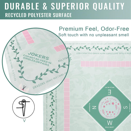 DMJHJY waterproof Mahjong Mat surface close-up for easy spill cleanup.