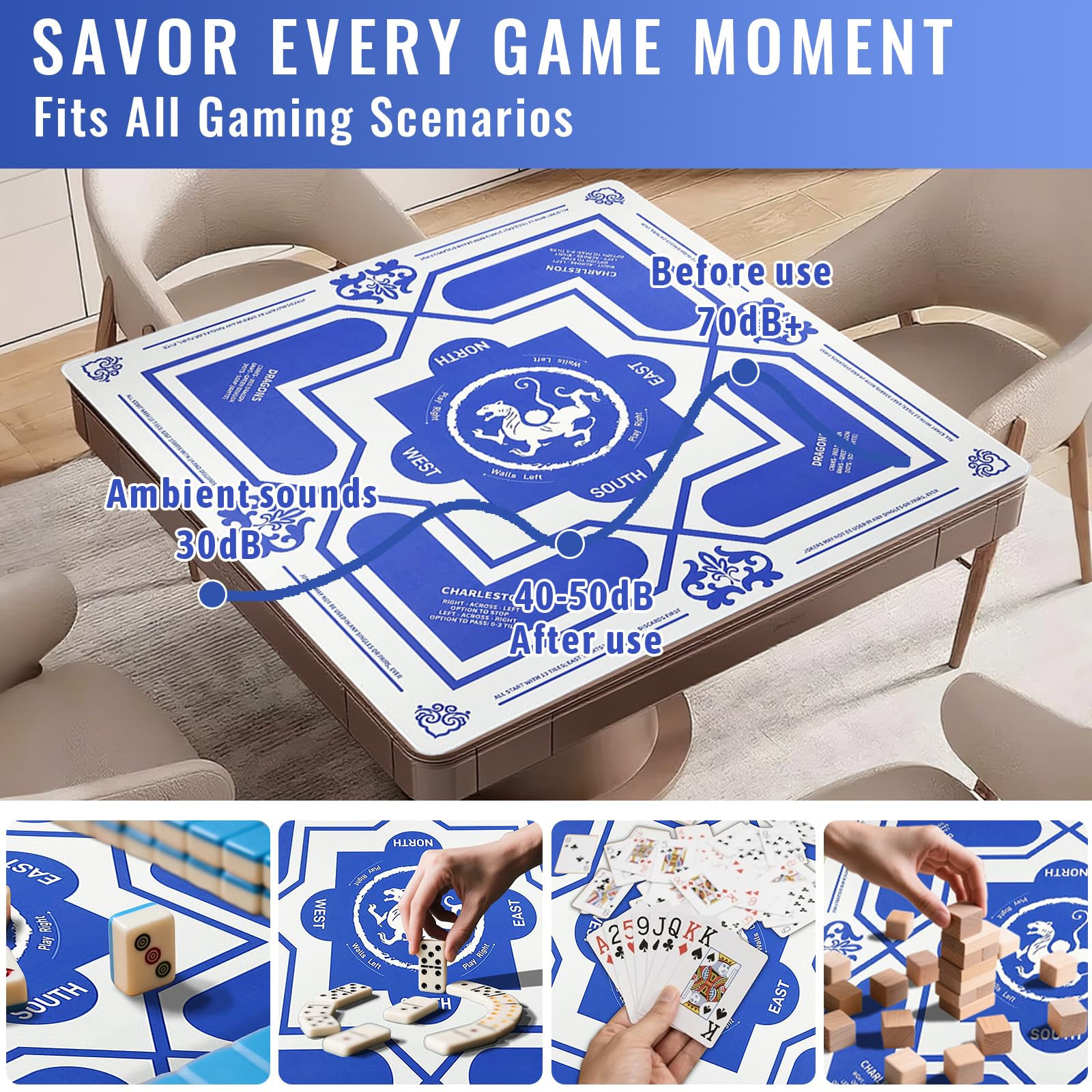 DMJHJY Mahjong Mat eco-friendly materials offer durable, smooth surface