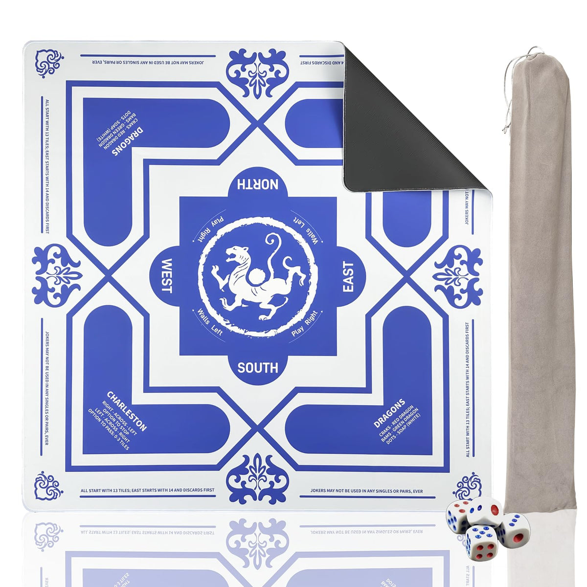 DMJHJY Mahjong Mat Guardians design adds elegant symbolism to your game table