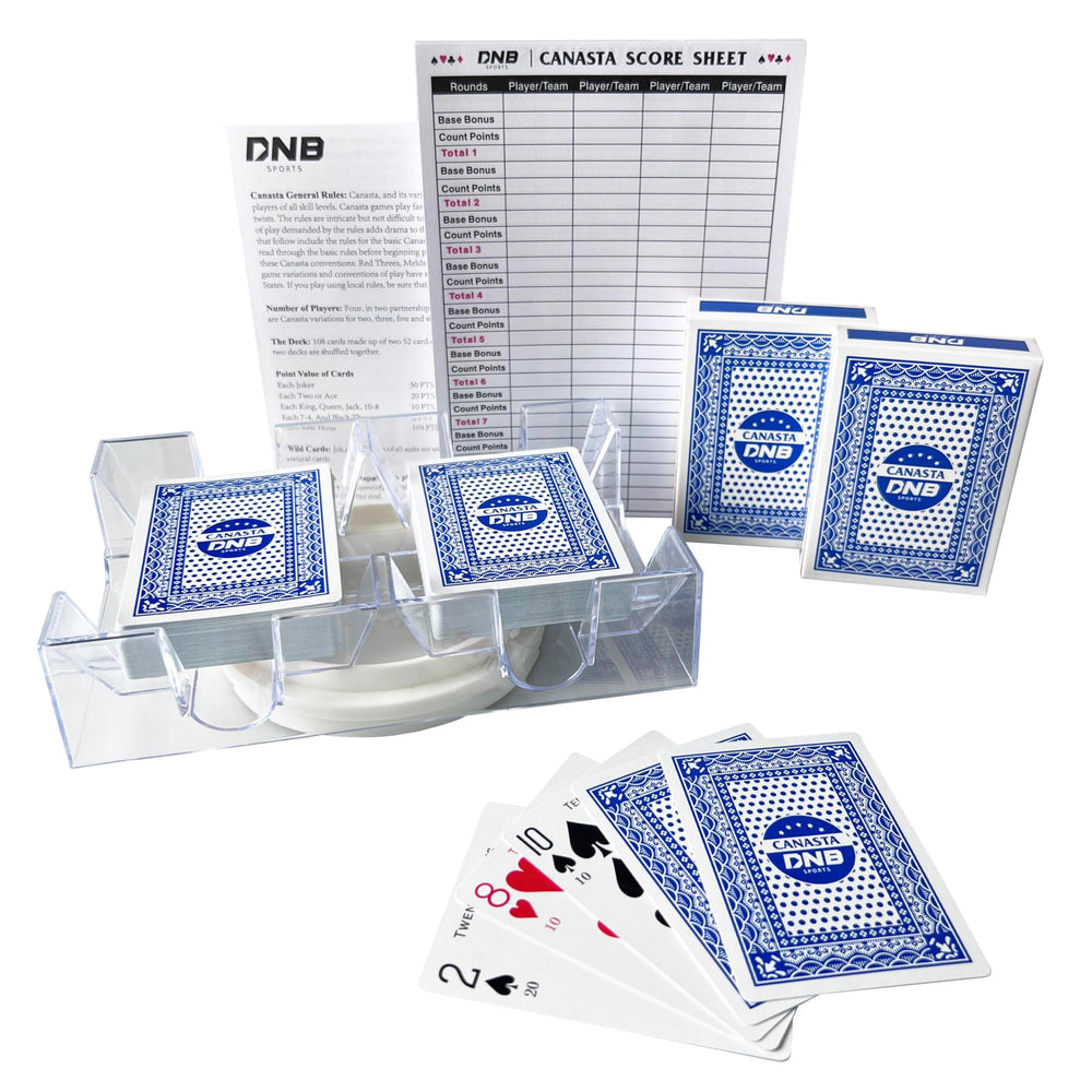 DNB SPORTS Canasta blue deck front shows clear point values for quick scoring.