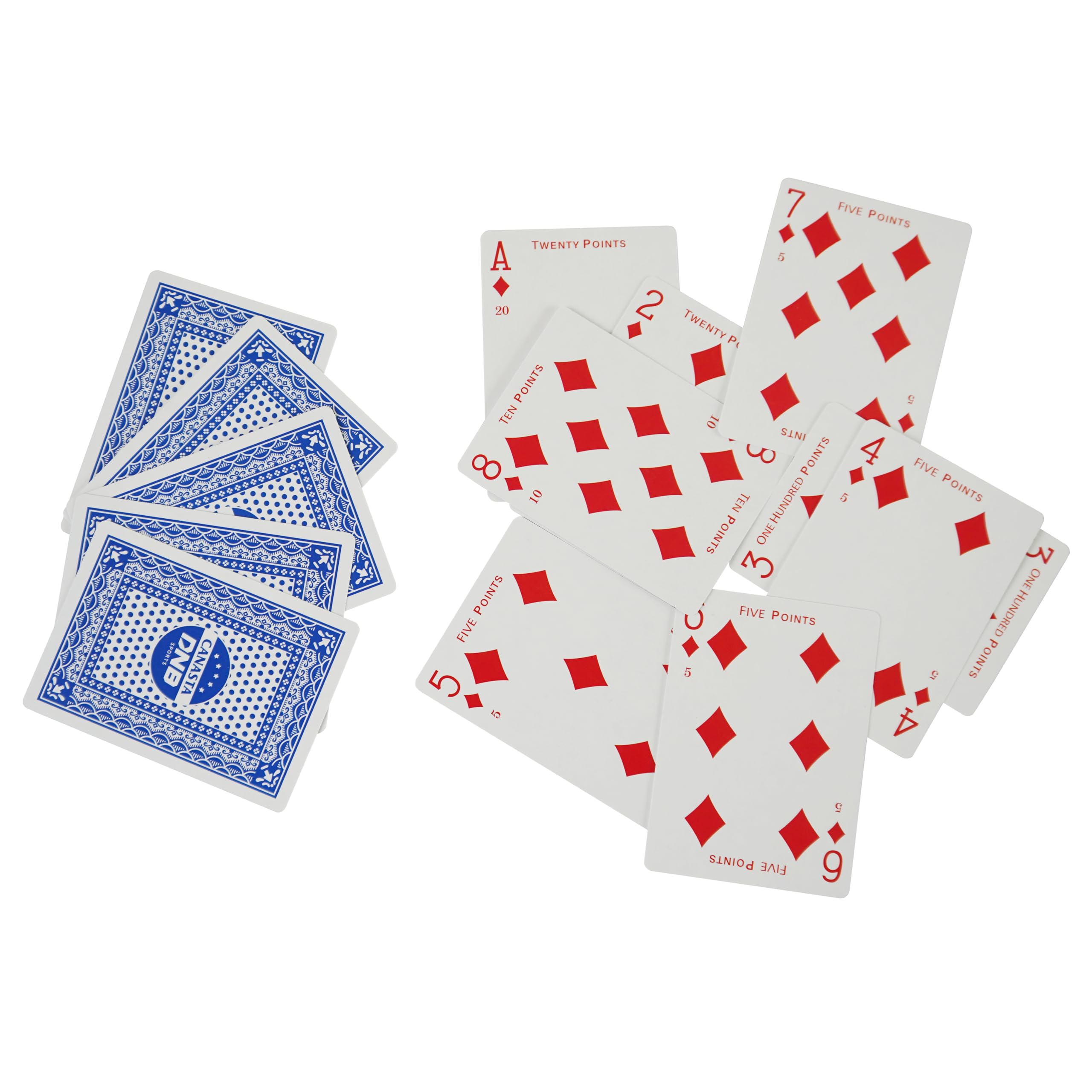 DNB SPORTS Canasta cards show clear point values for quick scoring.