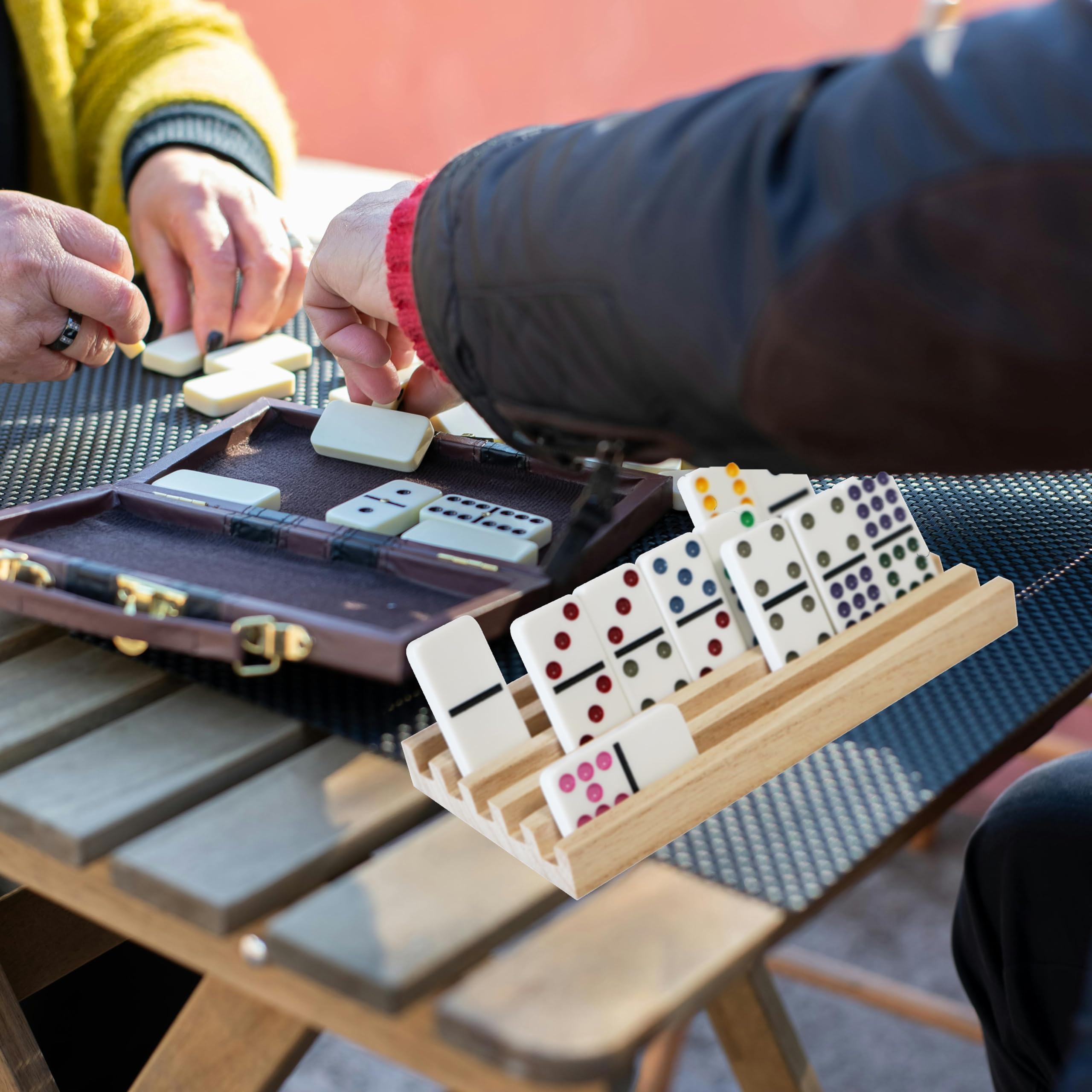 DNB Sports domino storage organizer arranged on a table