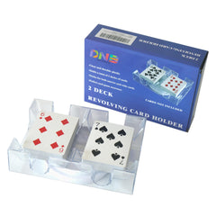 DNB Sports Revolving card tray side view with two-deck capacity for Canasta.
