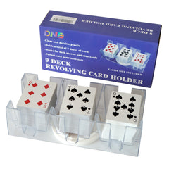 DNB Sports revolving card tray top view showing nine-deck capacity for easy Canasta access