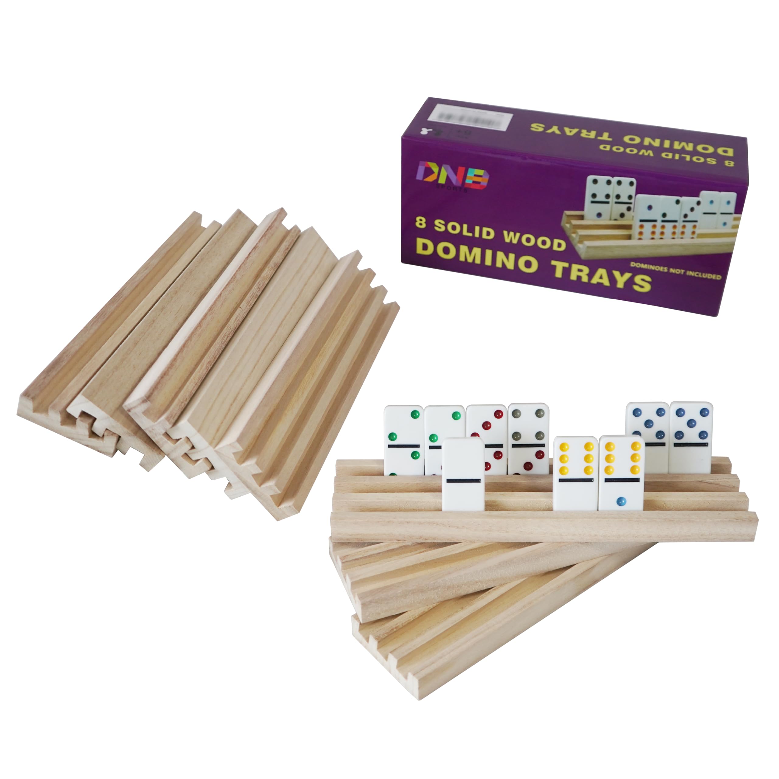 DNB Sports wooden domino rack front view with three slots for organized play