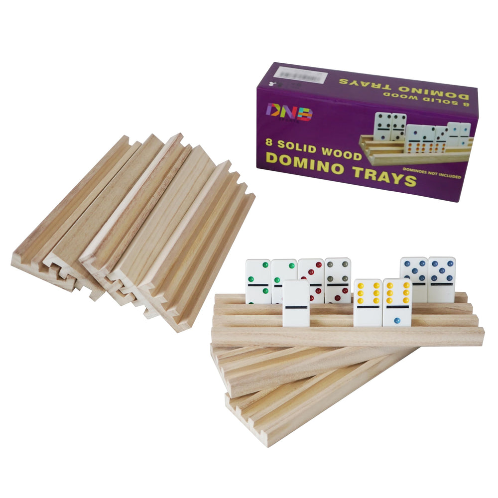 DNB Sports wooden domino rack front view with three slots for organized play