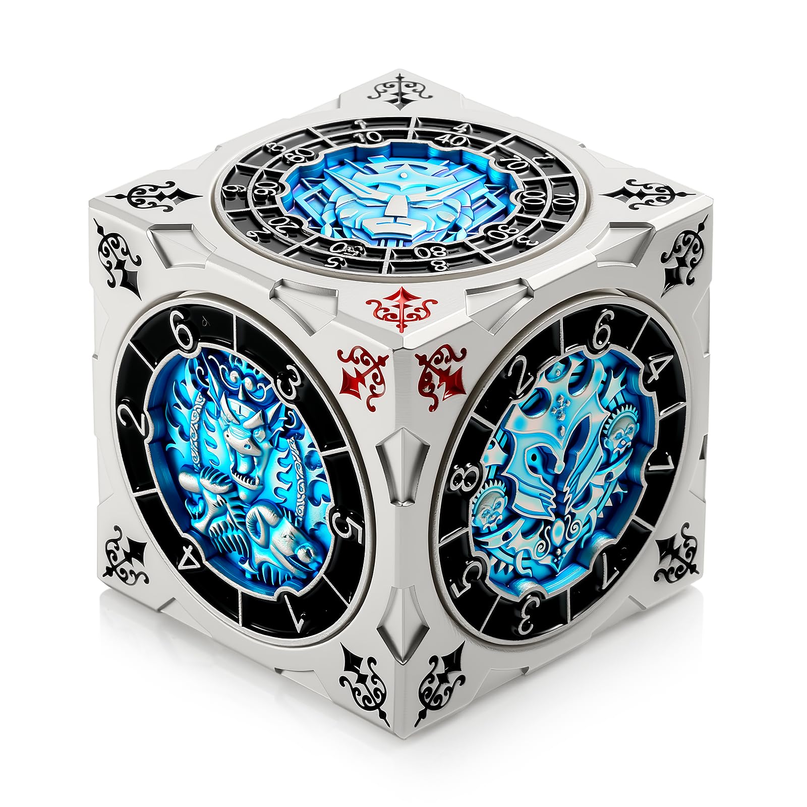 DNDND 7-in-1 spinner dice cube top view shows compact multitool for quick decisions.