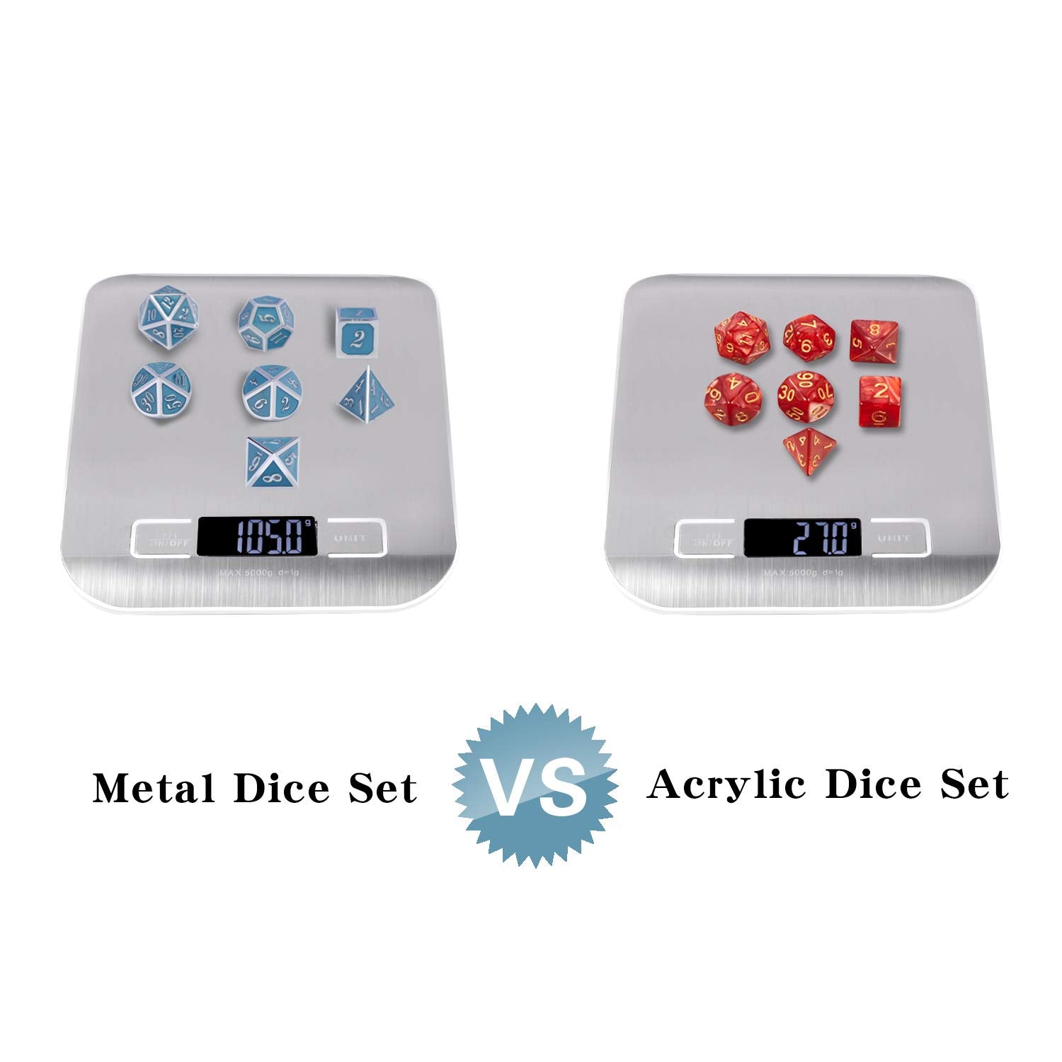 DNDND blue glow D20 die ideal for dramatic rolls.