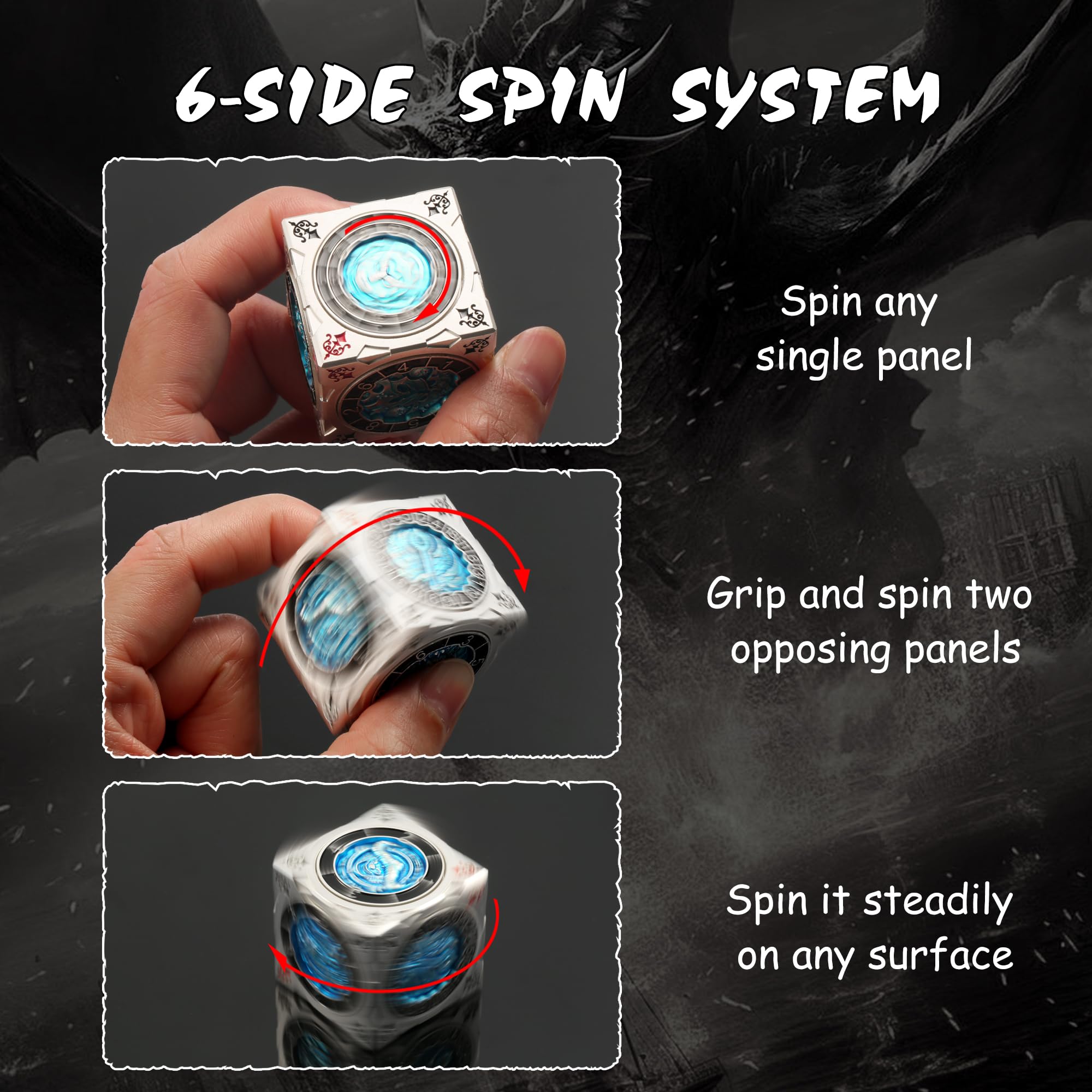 DNDND Goristro face engraving adds collectible fantasy flair to your dice collection.