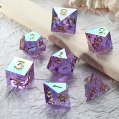 DNDND iridescent lilac sharp D20 dice ideal for dramatic crits