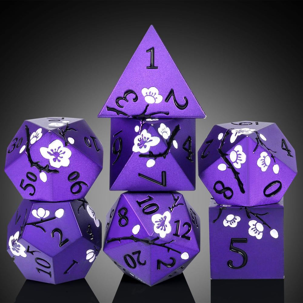 DNDND D12 die captures the flower motif on a sturdy surface.