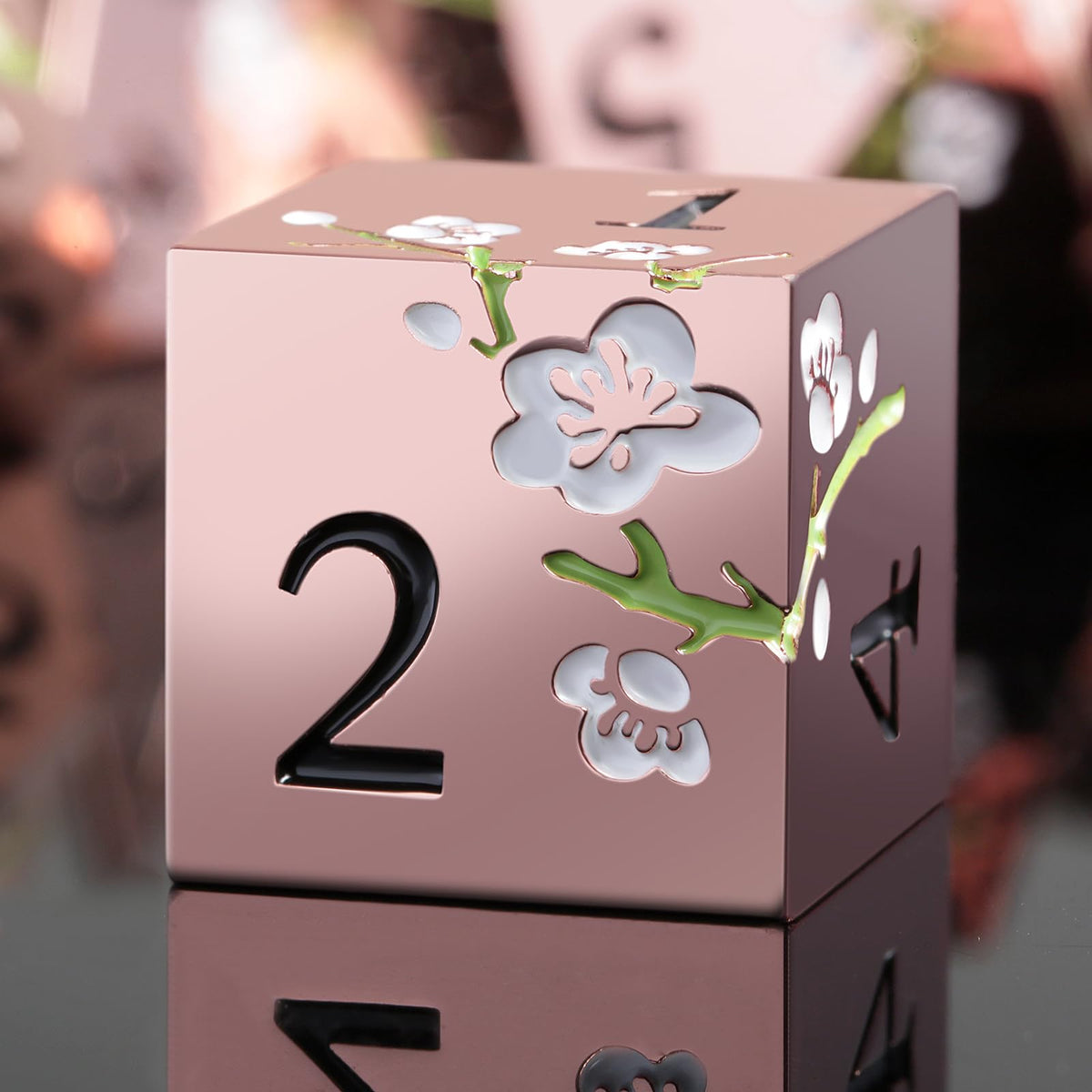 DNDND flower gold dice set enhances RPG table presence with elegant metallic shine.