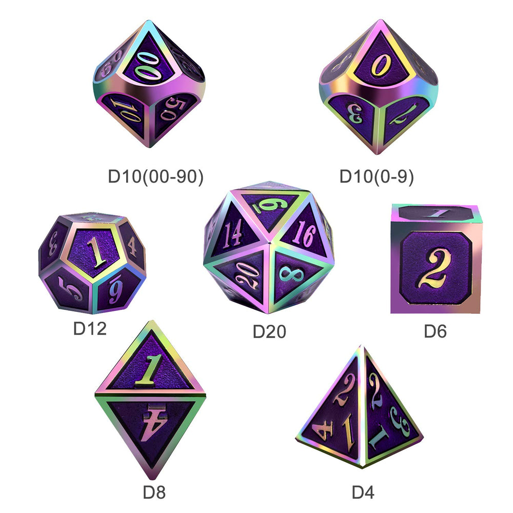 DNDND metal tin packaging with dragon design protects and transports dice.