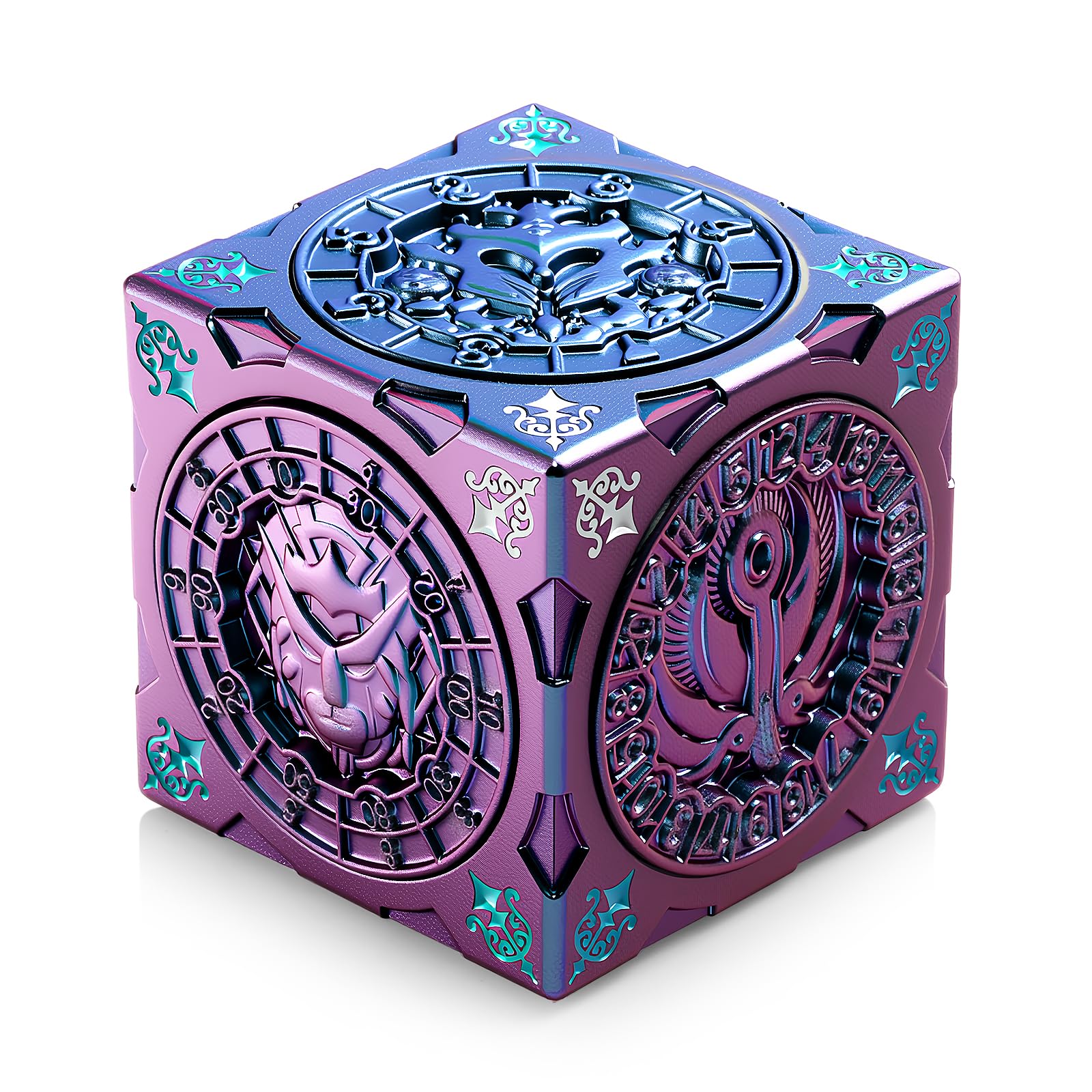 DNDND Purple-Blue chameleon spinner cube shows color-shift finish for dynamic table visuals
