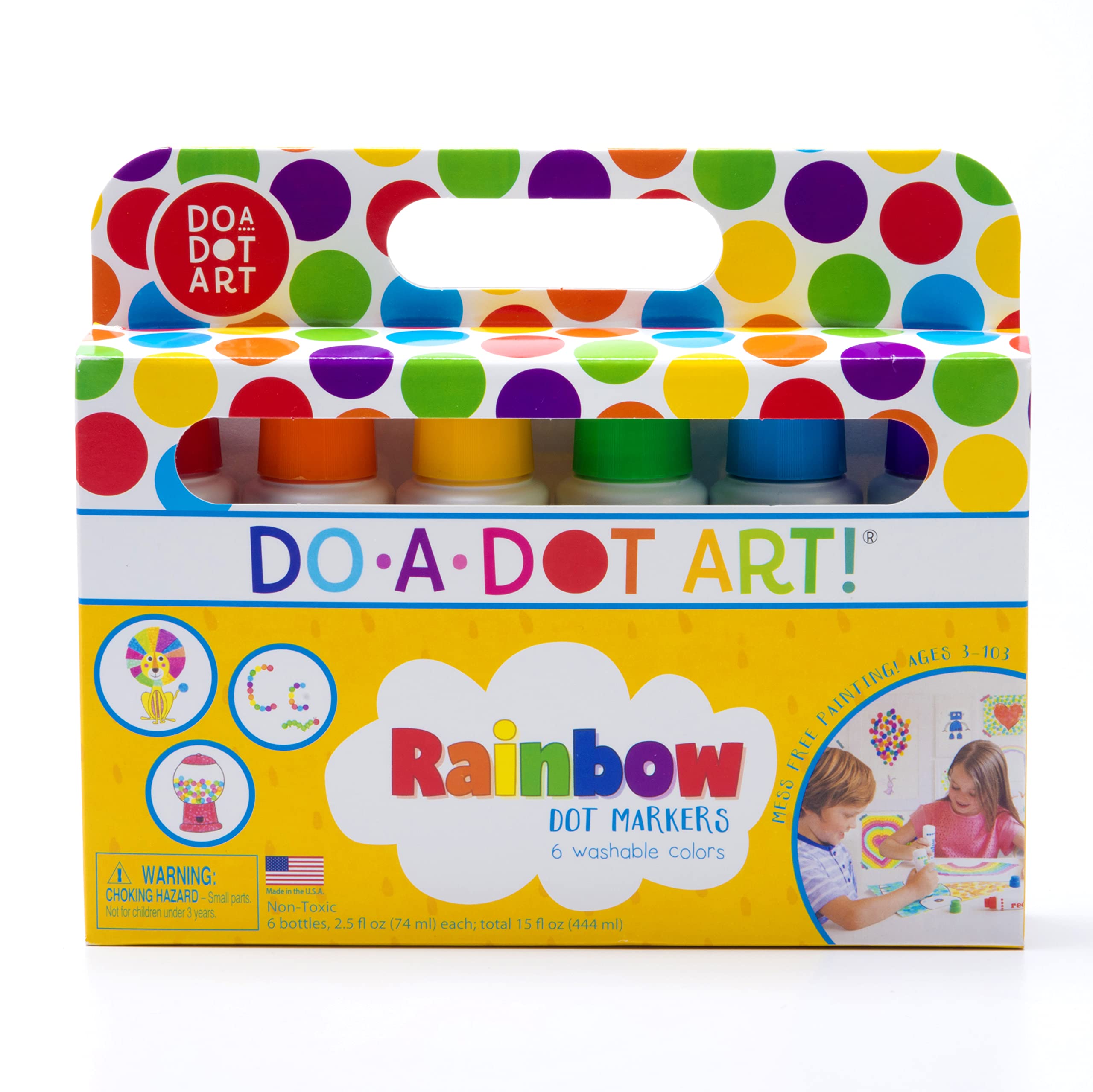 Do A Dot Art! markers 6-pack rainbow colors for vibrant crafts.