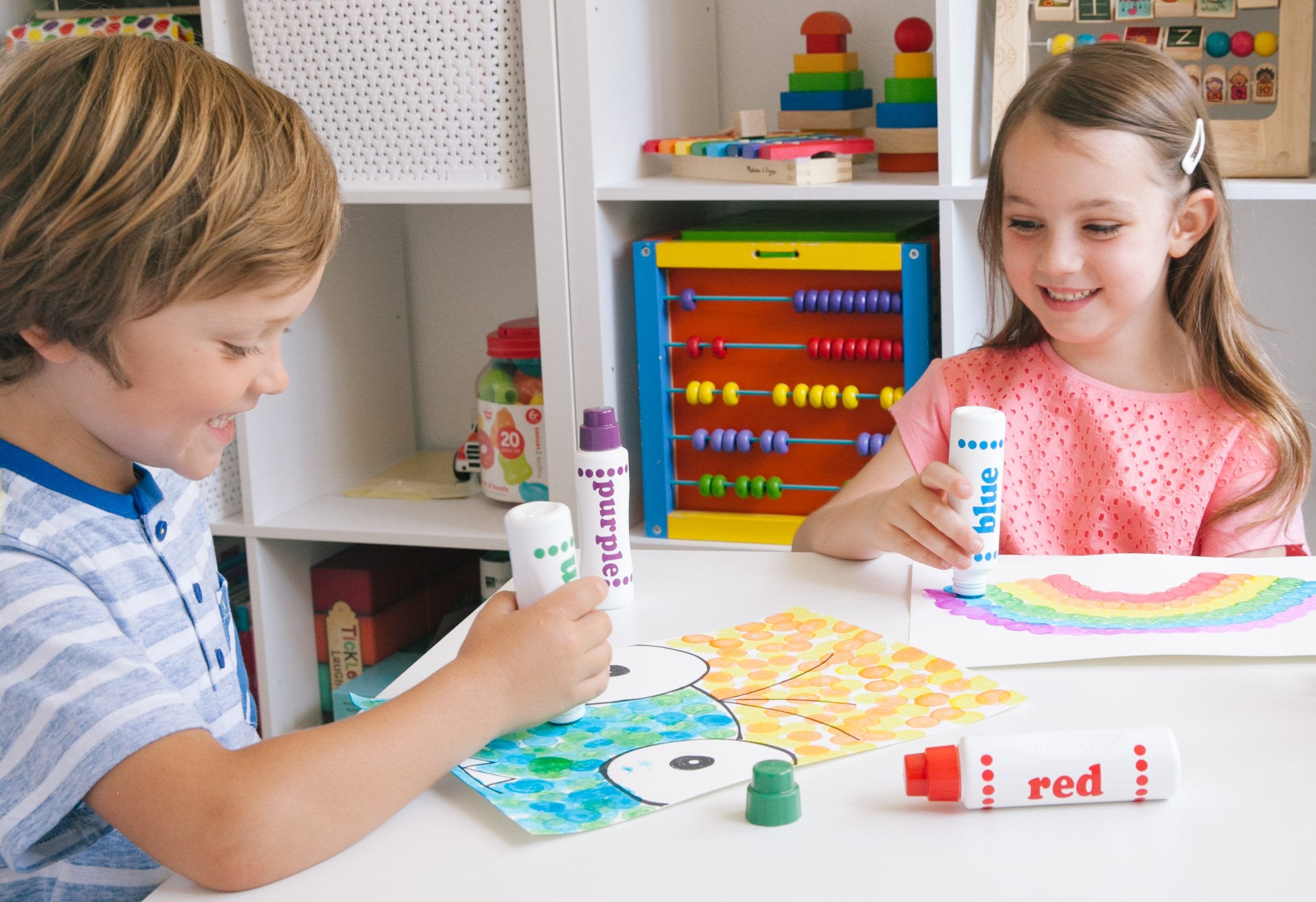 USA-made Do A Dot Art! markers shown on safe classroom label.